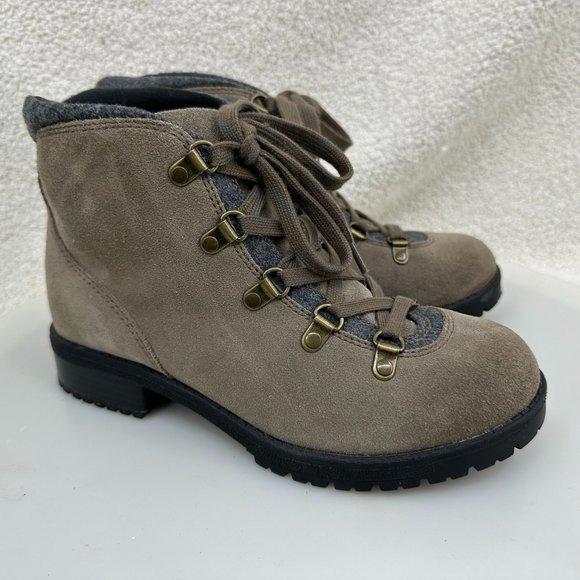 CLARKS Suede Leather Hiking Boots Faralyn Alpha Waffle Fashion Women’s size 7.5 - Picture 2 of 16